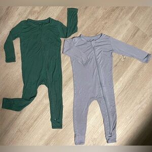 Kyte Baby Zip Romper | Set of 2 | Emerald Green + Light Blue | 2T